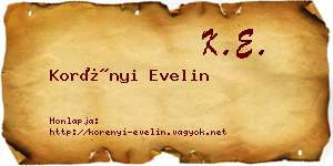 Korényi Evelin névjegykártya